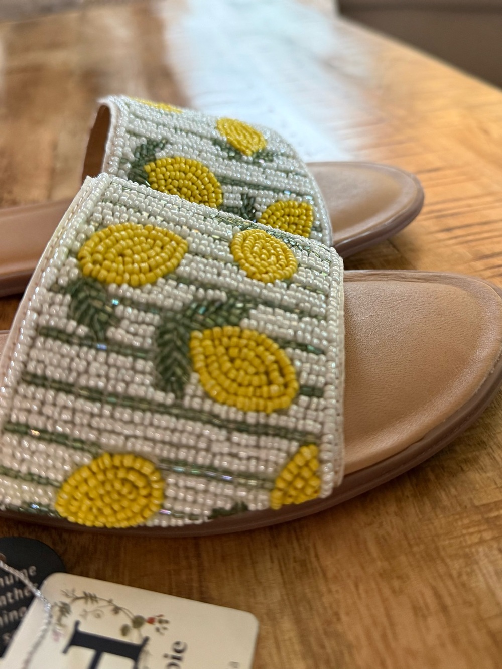 Haute Hippie Style Lemon Beaded Slides NWT | Viral Euro Summer Sandals Size 8 - Picture 6 of 12